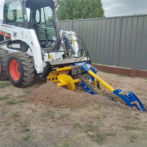 bobcat skid steer trencher attachment|bobcat excavator trenching attachment.